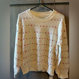 Cream Sweater with Multicolor Accents